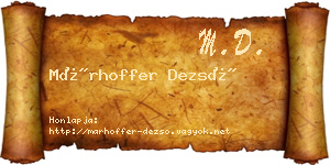 Márhoffer Dezső névjegykártya